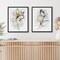 Americanflat Botanical Canvas Wall Art Featuring Black Line Flowers with Grey Hand-Painted and Gold Foil Accents - Set of 2 - Modern Wall Art